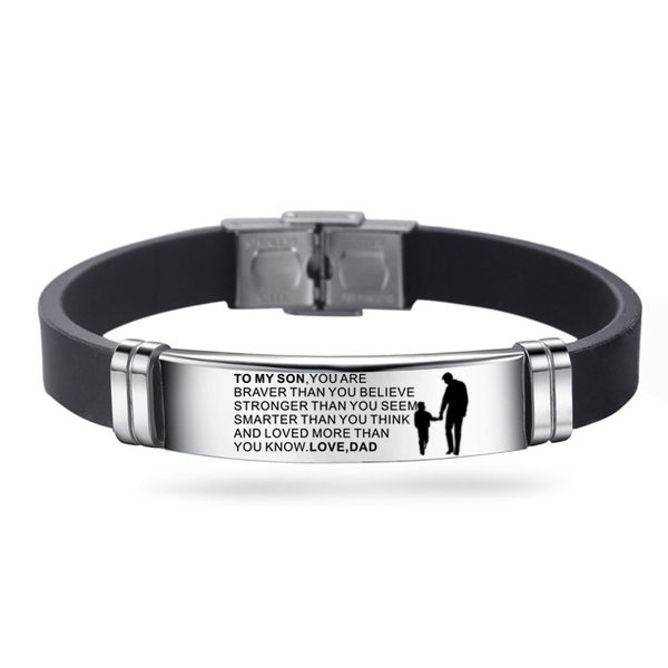 simple silicone men bracelet adjustable length bangles wristband courage from dad mom to my son you are brave than you believe, Golden;silver
simple silicone men bracelet adjustable length bangles wristband courage from dad mom to my son you are brave than you believe, Golden;silver