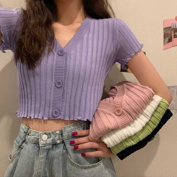 women's knits & tees summer women v-neck knitted casual short sleeve cardigans lady knitting single-breasted sweater shirts crop for g, White
women's knits & tees summer women v-neck knitted casual short sleeve cardigans lady knitting single-breasted sweater shirts crop for g, White