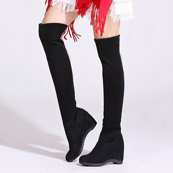 boots autumn over the knee women fashion wedges platform shoes woman thigh high womens flock long botas size 43, Black
boots autumn over the knee women fashion wedges platform shoes woman thigh high womens flock long botas size 43, Black