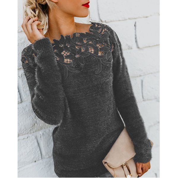 2020 winter new ladies shirt solid color stitching lace long-sleeved sweater soft winter ladies plush, White;black
2020 winter new ladies shirt solid color stitching lace long-sleeved sweater soft winter ladies plush, White;black