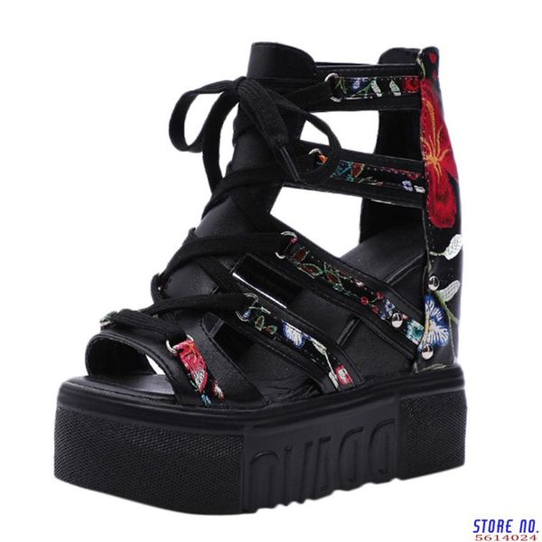 women shoes summer women's wedge sandals high heel flower cross straps fashion roman sandals women's style 2020, Black
women shoes summer women's wedge sandals high heel flower cross straps fashion roman sandals women's style 2020, Black