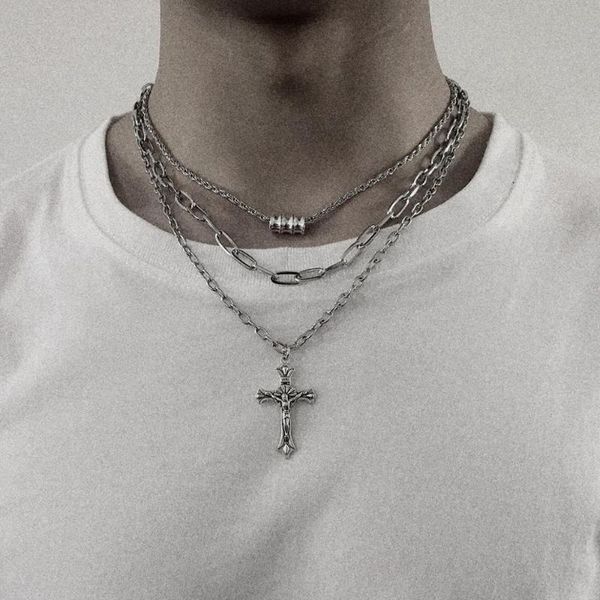 european and american cross-border jewelry hip hop roller pendant chain necklace male retro simple cross set necklace, Silver
european and american cross-border jewelry hip hop roller pendant chain necklace male retro simple cross set necklace, Silver