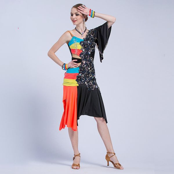 stage wear national standard women latin dance dress ladies flamengo tango rumba/chacha l17213, Black;red
stage wear national standard women latin dance dress ladies flamengo tango rumba/chacha l17213, Black;red