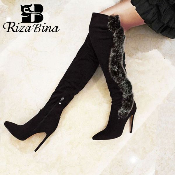 rizabina plus size 34-47 women thigh high boots pointed toe buckle thin heels winter keep warm fur shoes women long boots, Black
rizabina plus size 34-47 women thigh high boots pointed toe buckle thin heels winter keep warm fur shoes women long boots, Black