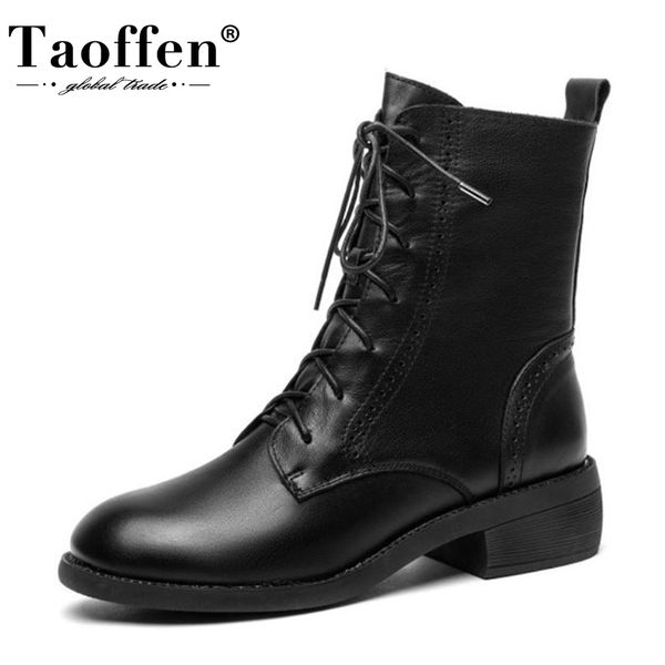 taoffen women short boots real leather cross strap thick heel winter shoes woman zipper warm office lady footwear size 34-40, Black
taoffen women short boots real leather cross strap thick heel winter shoes woman zipper warm office lady footwear size 34-40, Black