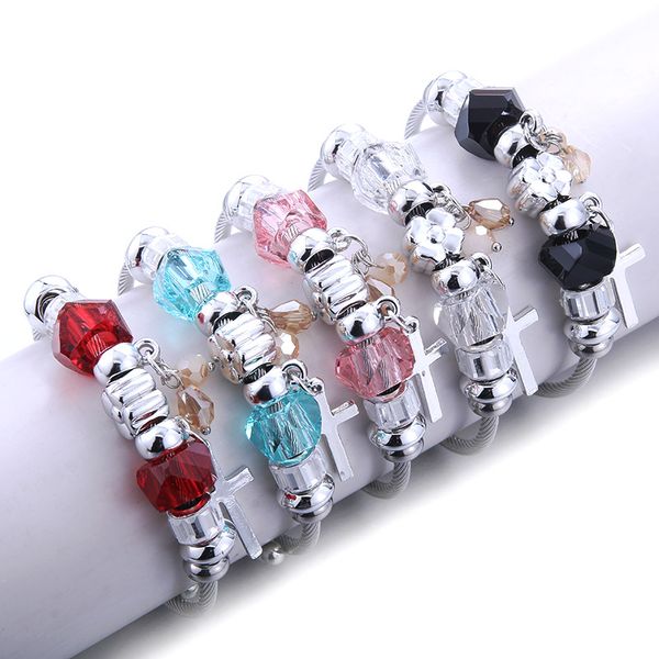 new charm bracelet transparent glass beads cross pendant bracelet romantic simplicity women bracelets couple bracelets bangle, Black
new charm bracelet transparent glass beads cross pendant bracelet romantic simplicity women bracelets couple bracelets bangle, Black