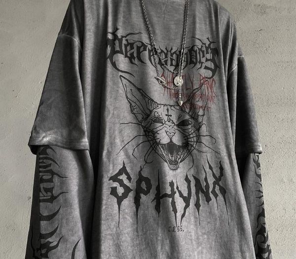 punk cat t shirt streetwear cool patchwork tshirt harajuku summer tees spring long sleeve high street loose japan t-shirt, White;black
punk cat t shirt streetwear cool patchwork tshirt harajuku summer tees spring long sleeve high street loose japan t-shirt, White;black