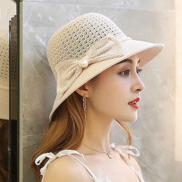 sqteio summer new bow cool hat ladies outdoor sunscreen beach basin cap big pearl sunshade hat, Blue;gray
sqteio summer new bow cool hat ladies outdoor sunscreen beach basin cap big pearl sunshade hat, Blue;gray
