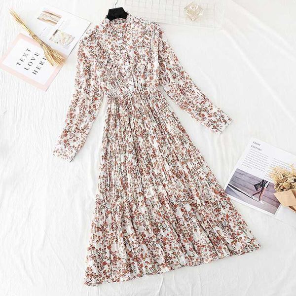 pleated chiffon dress women long sleeve elastic waist vestidos female casual ruffles dresses 2020 spring summer midi dress, Black;gray
pleated chiffon dress women long sleeve elastic waist vestidos female casual ruffles dresses 2020 spring summer midi dress, Black;gray