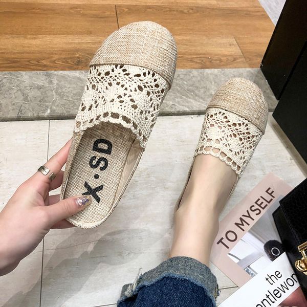 shoes slippers flat fretwork heels lace low slides cover toe summer retro pu tpr fabric basic shoes slippers women summer, Black
shoes slippers flat fretwork heels lace low slides cover toe summer retro pu tpr fabric basic shoes slippers women summer, Black