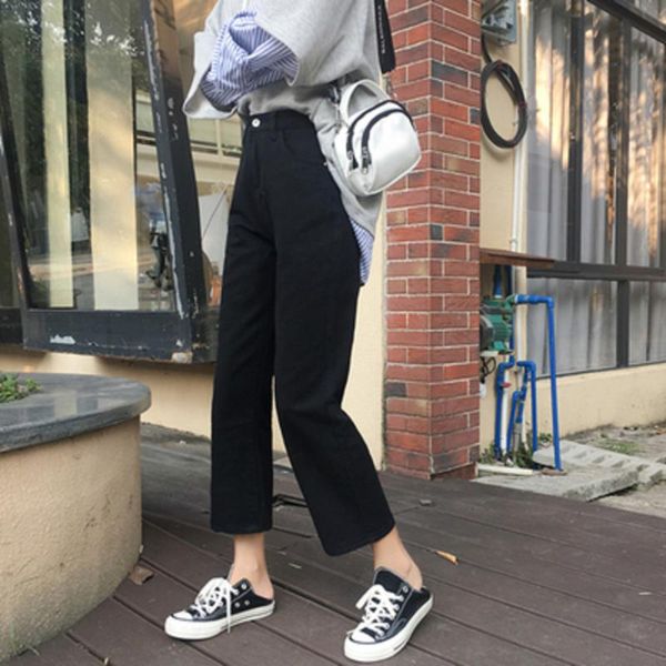 and women spring summer fashion korea style high waist slim fit ankle-length pants straight jeans female casual trousers, Blue
and women spring summer fashion korea style high waist slim fit ankle-length pants straight jeans female casual trousers, Blue