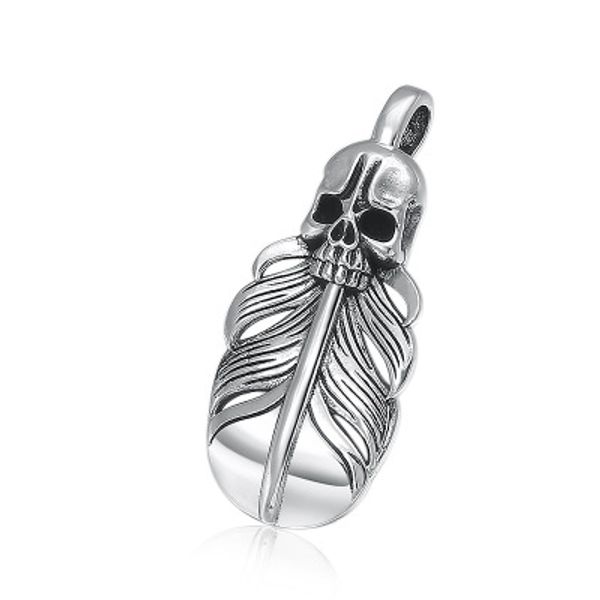 925 sterling silver vintage fashion punk skull feather necklace pendant jewelry men women pendant
925 sterling silver vintage fashion punk skull feather necklace pendant jewelry men women pendant