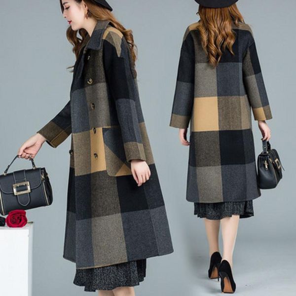 loose long wool coat winter coats women double-breasted plaid woolen coats female middle age clothing coat female, Black
loose long wool coat winter coats women double-breasted plaid woolen coats female middle age clothing coat female, Black