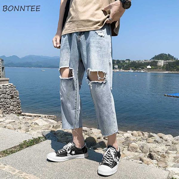 men's jeans men loose calf-length knee hole summer thin harajuku trendy ripped vintage hip hop male streetwear all-match chic trousers, Blue
men's jeans men loose calf-length knee hole summer thin harajuku trendy ripped vintage hip hop male streetwear all-match chic trousers, Blue