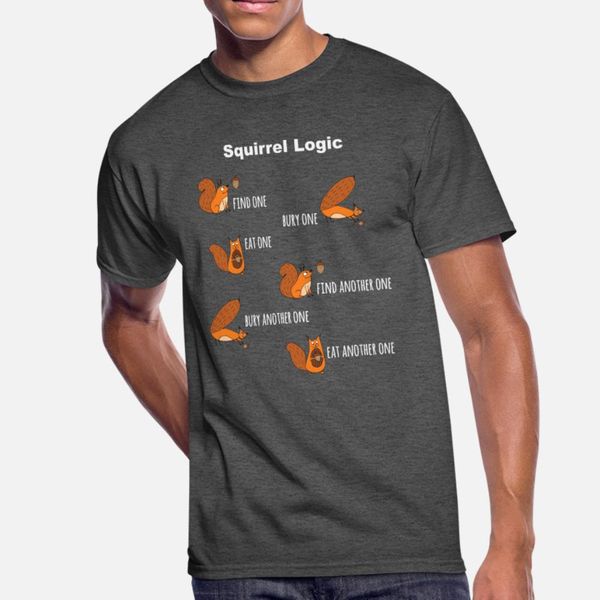 squirrel logic t shirt men printed cotton o neck gents crazy funny spring autumn letter shirt