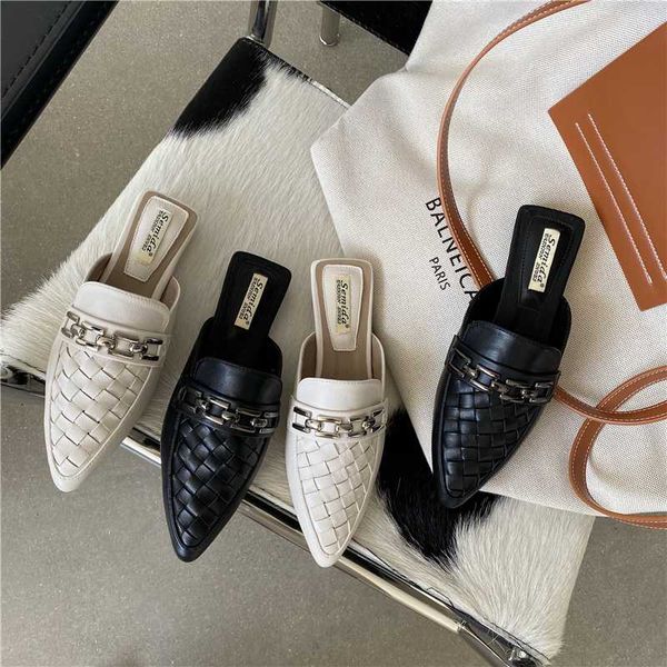 flats slipper women slip on mules metal chain outdoor slipper pointed toe slide weave flip flops ladies shoes zapatos de mujer, Black
flats slipper women slip on mules metal chain outdoor slipper pointed toe slide weave flip flops ladies shoes zapatos de mujer, Black