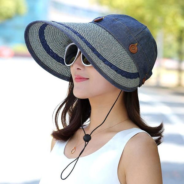 hats women large wide brim floppy summer beach sun hat cap button straw hat summer hats for women anti-uv visor, Blue;gray
hats women large wide brim floppy summer beach sun hat cap button straw hat summer hats for women anti-uv visor, Blue;gray