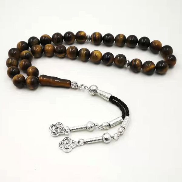 beaded, strands natural tiger eyes tasbih muslim man misbaha prayer beads 33 66 99beads arabic fashion rosary, Black 
beaded, strands natural tiger eyes tasbih muslim man misbaha prayer beads 33 66 99beads arabic fashion rosary, Black