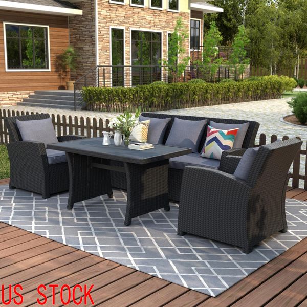 classical vintage outdoor patio furniture set 4-piece conversation set black wicker furniture sofa set with dark grey cushions wy000055aab
classical vintage outdoor patio furniture set 4-piece conversation set black wicker furniture sofa set with dark grey cushions wy000055aab