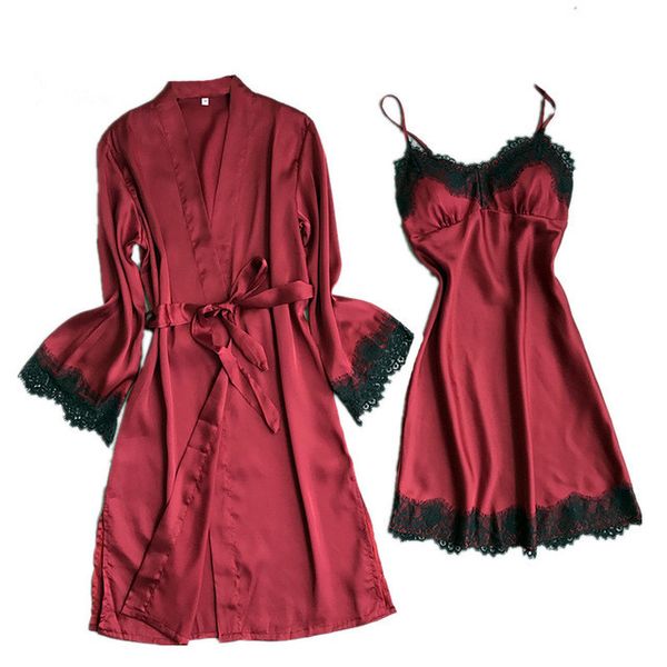 fashion women lace silk robe & gown set nightdress and robe 2pcs sleepwear suit bathrobe nightwear elegant homewear, Black;red
fashion women lace silk robe & gown set nightdress and robe 2pcs sleepwear suit bathrobe nightwear elegant homewear, Black;red