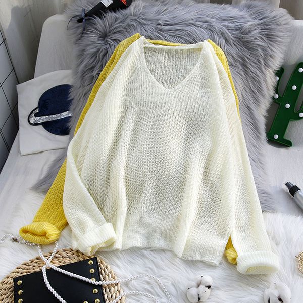 women's sweaters autumn thin knitted women sweater and pullovers v-neck solid long-sleeved casual female pulls outwear coat, White;black
women's sweaters autumn thin knitted women sweater and pullovers v-neck solid long-sleeved casual female pulls outwear coat, White;black