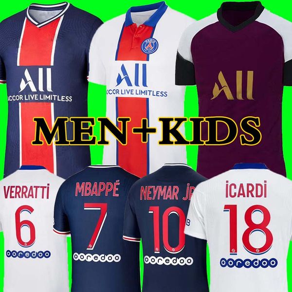 soccer jerseys paris 20 21 mbappe maillots de football shirts 2020 2021 neymar jr icardi men + kids kit enfants maillot de foot 4th fourth, Black;yellow