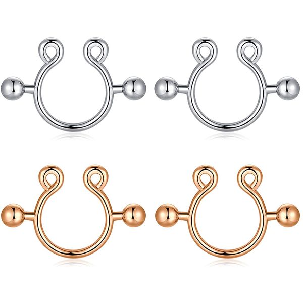 2 pairs fake clip on rings steel adjustable non-pierced body piercing circular barbell faux jewelry for women girls, Slivery;golden
2 pairs fake clip on rings steel adjustable non-pierced body piercing circular barbell faux jewelry for women girls, Slivery;golden