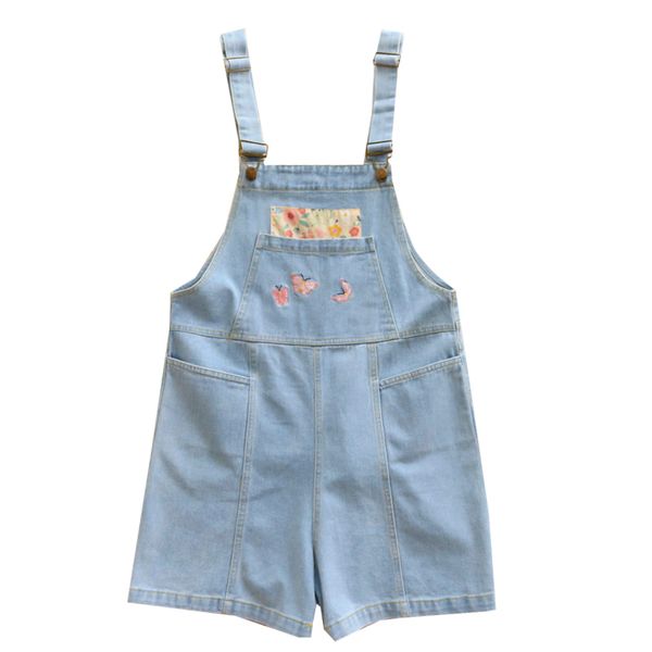 new women's preppy style floral patch loose jeans denim overalls embroidered suspenders shorts suitable for teenage girls, Black;white
new women's preppy style floral patch loose jeans denim overalls embroidered suspenders shorts suitable for teenage girls, Black;white