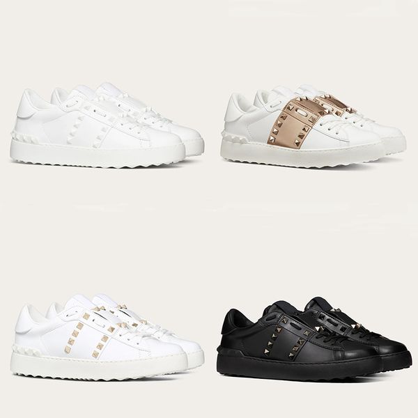 new rockstud untitled open sneakers men women calfskin leather shoes platinum-finish studs trainers fashion lace-up casual shoes big size, Black
new rockstud untitled open sneakers men women calfskin leather shoes platinum-finish studs trainers fashion lace-up casual shoes big size, Black
