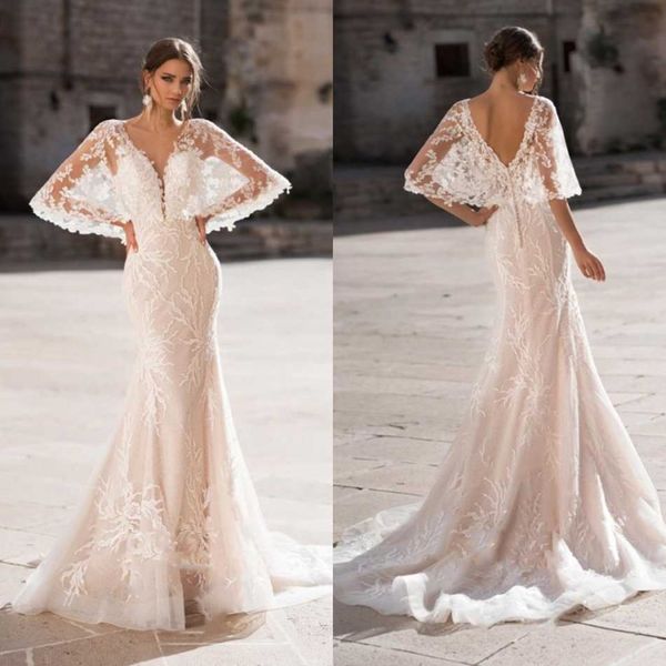 naviblue 2021 wedding dresses v neck long sleeves lace appliques bridal gowns custom made backless sweep train mermaid wedding dress, White
naviblue 2021 wedding dresses v neck long sleeves lace appliques bridal gowns custom made backless sweep train mermaid wedding dress, White