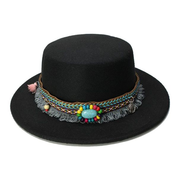 wide brim hats luckylianji women men vintage 100% wool cap pork pie porkpie bowler hat tassel turquoise leather band (57cm/adjusted), Blue;gray
wide brim hats luckylianji women men vintage 100% wool cap pork pie porkpie bowler hat tassel turquoise leather band (57cm/adjusted), Blue;gray