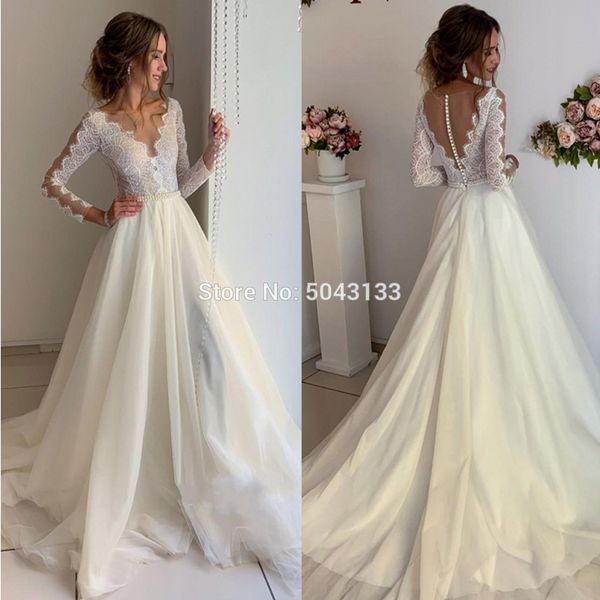 bohemian floor-length wedding dress see through lace a line bridal gowns full sleeves floor length with beads buttons back, Blue;red
bohemian floor-length wedding dress see through lace a line bridal gowns full sleeves floor length with beads buttons back, Blue;red