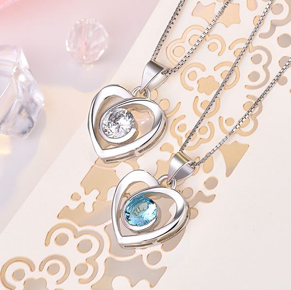 pendant necklaces fashion jewelry necklace rotating heart shaped zircon women party gift accessories wholesale, Silver
pendant necklaces fashion jewelry necklace rotating heart shaped zircon women party gift accessories wholesale, Silver