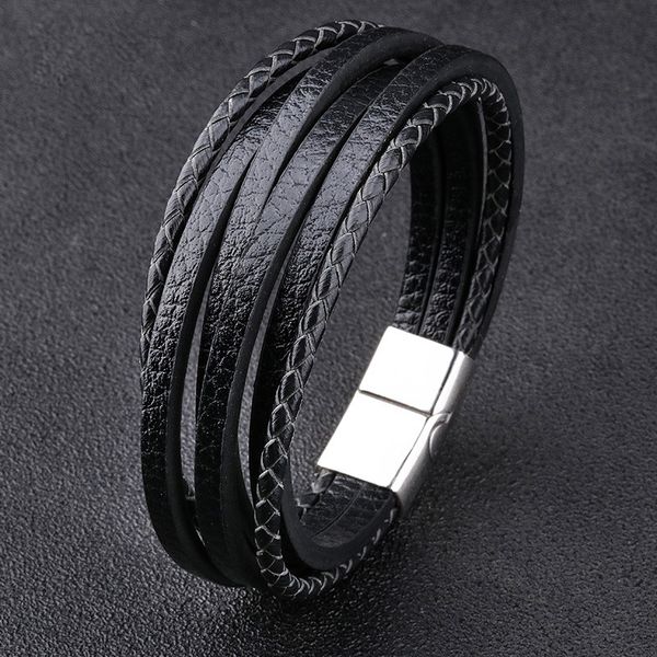 2020 fashion hand-woven multi-layer men's bracelet vintage magnetic buckle bracelet, Black
2020 fashion hand-woven multi-layer men's bracelet vintage magnetic buckle bracelet, Black