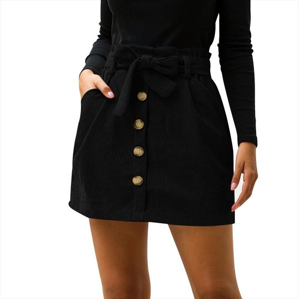 high waist skirts womens corduroy pocket a line skirt front button bow mini skirts elastic patchwork short skirt 5, Black
high waist skirts womens corduroy pocket a line skirt front button bow mini skirts elastic patchwork short skirt 5, Black