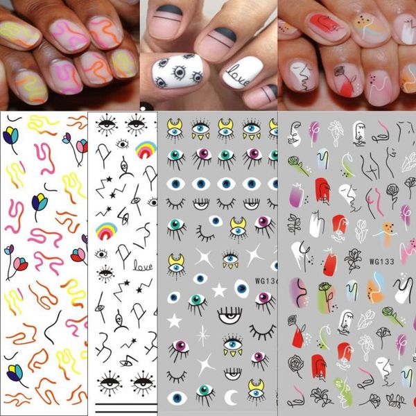 1 pcs abstract line pattern eye design 3d nail sticker nail slider art diy decorations sticker for manicure diy adhesive tips, Black
1 pcs abstract line pattern eye design 3d nail sticker nail slider art diy decorations sticker for manicure diy adhesive tips, Black