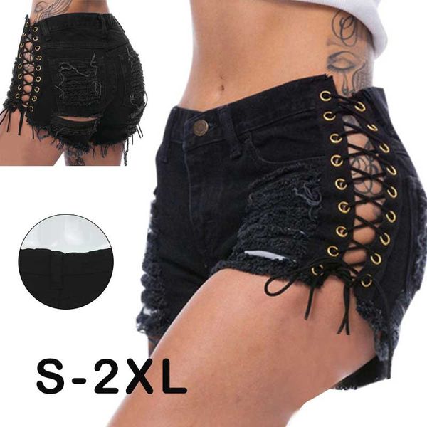 women's lace-up denim shorts hole destroyed ripped high-waist jeans denim shorts pants black jeans 5.30, Blue
women's lace-up denim shorts hole destroyed ripped high-waist jeans denim shorts pants black jeans 5.30, Blue