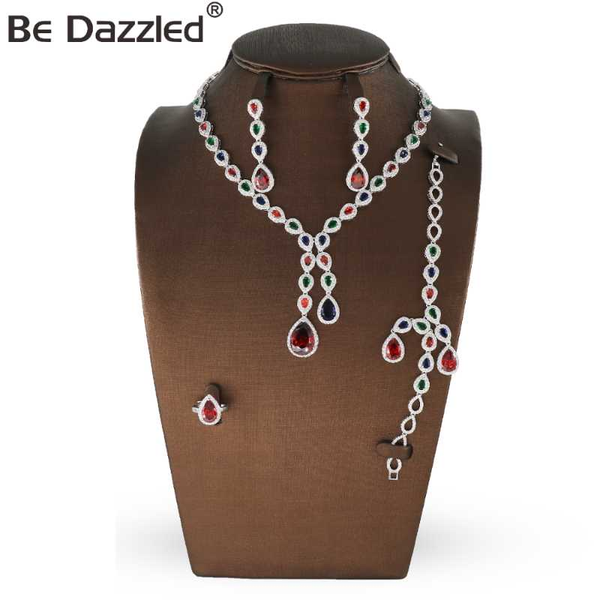 bedazzled vintage design mix stone color leaf zircon water drop necklace rhodium color bridal jewelry set for women, Silver
bedazzled vintage design mix stone color leaf zircon water drop necklace rhodium color bridal jewelry set for women, Silver
