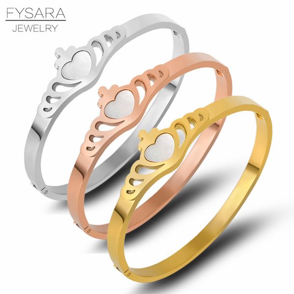 fysara white shell heart bangles bracelets for women stainless steel rose gold color crown shape bangles classic jewelry, Black
fysara white shell heart bangles bracelets for women stainless steel rose gold color crown shape bangles classic jewelry, Black