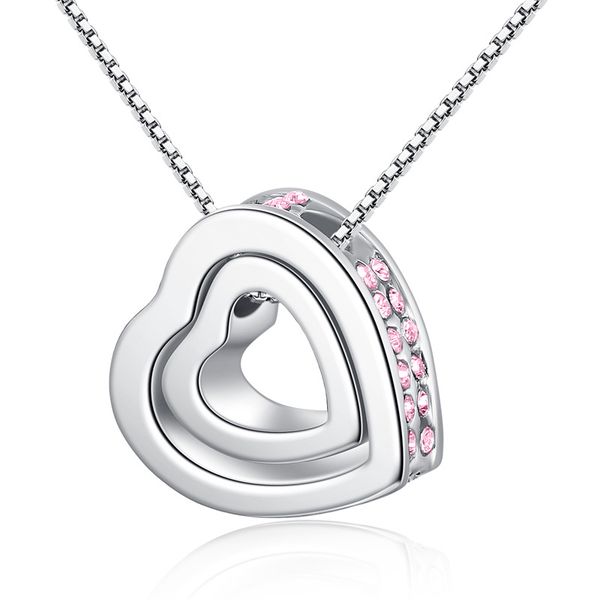 fashion double heart necklace creative mosaic transparent zircon heart pendant necklace jewelry love lady gift, Silver
fashion double heart necklace creative mosaic transparent zircon heart pendant necklace jewelry love lady gift, Silver