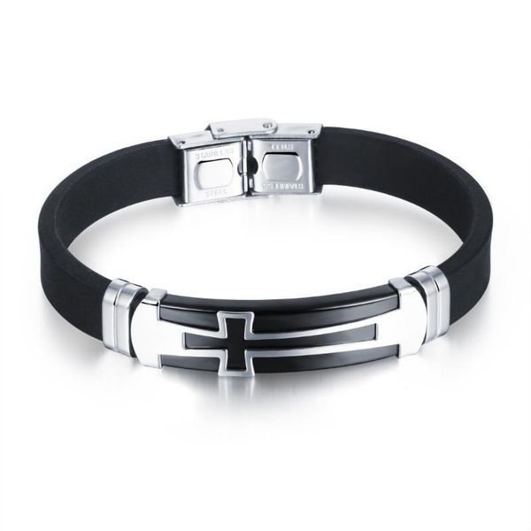 charm black silicone man bracelets classical stainless steel big cross men jewelry religious jewelry gifts for him, Golden;silver
charm black silicone man bracelets classical stainless steel big cross men jewelry religious jewelry gifts for him, Golden;silver