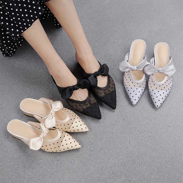 ymechic summer dot design pointed toe mesh mules women low chunky heels black apricot cute bow summer pumps shoes
ymechic summer dot design pointed toe mesh mules women low chunky heels black apricot cute bow summer pumps shoes
