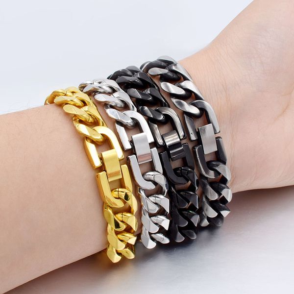 chimdou 21cm 13mm cool fashion stainless steel punk rock style round chain link bracelet men jewelry ab713, Black
chimdou 21cm 13mm cool fashion stainless steel punk rock style round chain link bracelet men jewelry ab713, Black