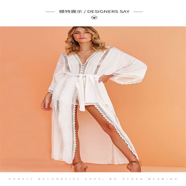 women's swimwear 2021 women large dress hollow out beach holiday clothes fashion white national style drop ys87, White;black
women's swimwear 2021 women large dress hollow out beach holiday clothes fashion white national style drop ys87, White;black