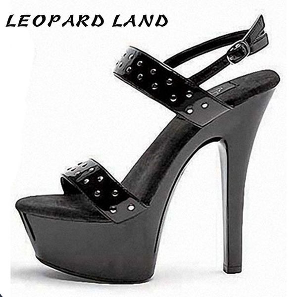 sandals leopard land 15cm heels style show thin fish mouth heel rivet punk wristband buckle women's shoes lyp, Black
sandals leopard land 15cm heels style show thin fish mouth heel rivet punk wristband buckle women's shoes lyp, Black