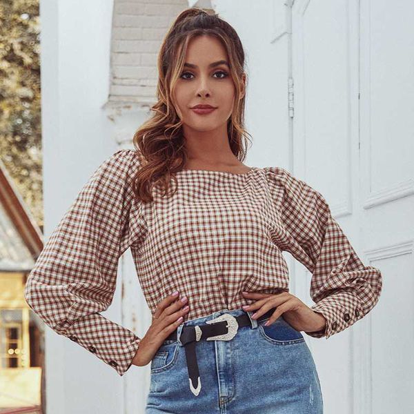 women's blouses & shirts jyss autumn blouse women brown plaid blusas mujer de moda 2021 square collar big sleeve 30100, White
women's blouses & shirts jyss autumn blouse women brown plaid blusas mujer de moda 2021 square collar big sleeve 30100, White