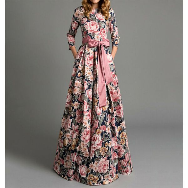 formal womens flowers long dress elegant ladies party floral dress 3/4 sleeve big bow high waist gown fit and flare, Black;gray
formal womens flowers long dress elegant ladies party floral dress 3/4 sleeve big bow high waist gown fit and flare, Black;gray