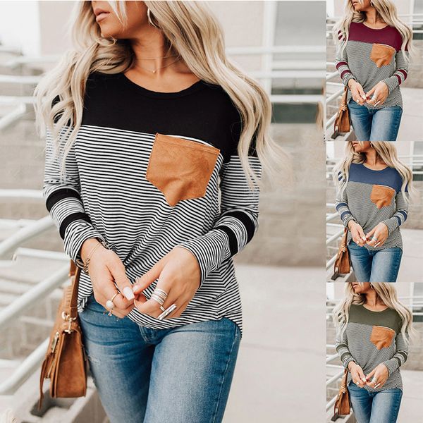wepbel women t shirt new autumn winter casual striped prints long-sleeved t-shirt female pockets o neck shirts, White
wepbel women t shirt new autumn winter casual striped prints long-sleeved t-shirt female pockets o neck shirts, White