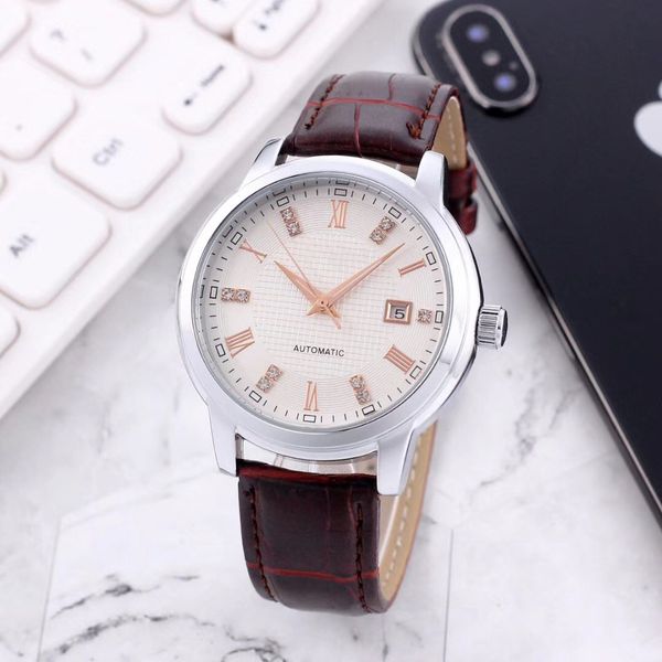 2020 luxury mens watches three stitches roman numerals dial automatic mechanical watch designer watches longin brand genuine leather strap, Slivery;brown
2020 luxury mens watches three stitches roman numerals dial automatic mechanical watch designer watches longin brand genuine leather strap, Slivery;brown