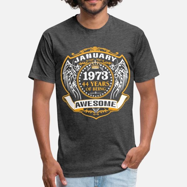 1973 44 years of being awesome january t shirt men designer cotton o-neck letters sunlight new fashion spring autumn novelty shirt, White;black
1973 44 years of being awesome january t shirt men designer cotton o-neck letters sunlight new fashion spring autumn novelty shirt, White;black